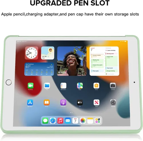 Vista 5 de RUBAN Funda para iPad de 9ª/8ª/7ª generación de 10.2 pulgadas 2021/2020/2019 Funda protectora con soporte inteligente (verde matcha)