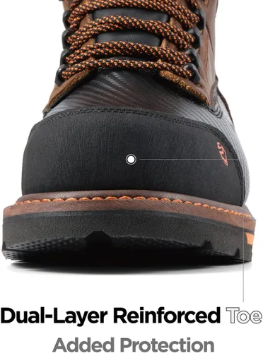Vista 4 de SUREWAY Botas de trabajo impermeables de 6 pulgadas para hombres, de cuero Puntera Compuesta Impermeable Marrón