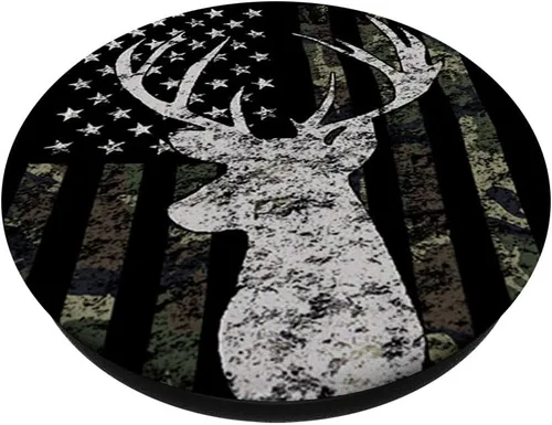 Vista 2 de Bandera de camuflaje de caza de ciervos Buck – PopSockets Grip y soporte para teléfonos y tabletas