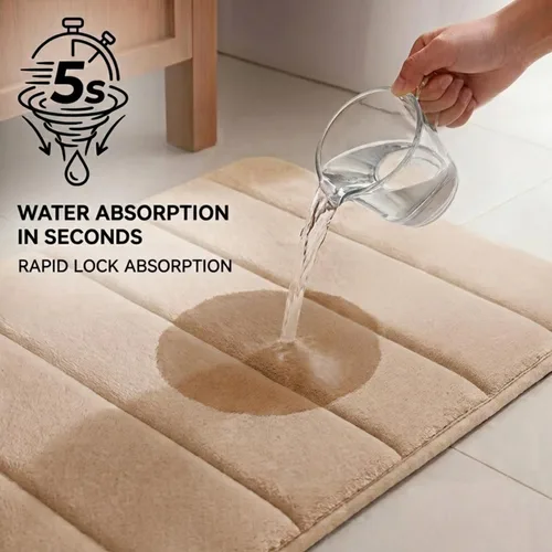 Vista 4 de Juego de 2 alfombras de baño de espuma viscoelástica, súper suaves, absorbentes, de secado rápido, alfombras de baño de espuma viscoelástica