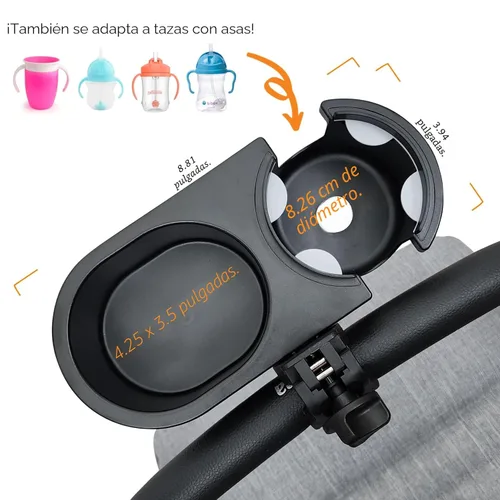 Vista 3 de liuliuby Accesorio universal para bandeja de refrigerios para cochecito Accesorio para portavasos de cochecito, bandeja universal para bocadillos