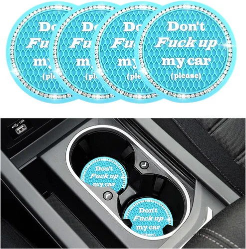Vista 17 de 2 piezas posavasos brillantes para coche, 2.75 pulgadas insertos antideslizantes para portavasos, posavasos de cristal con diamantes de imitación