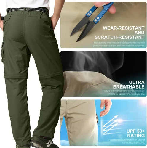 Vista 5 de Jessie Kidden - Pantalones convertibles de senderismo para hombre, de secado rápido, ligeros, con cremallera, pantalones para safari, para viajes