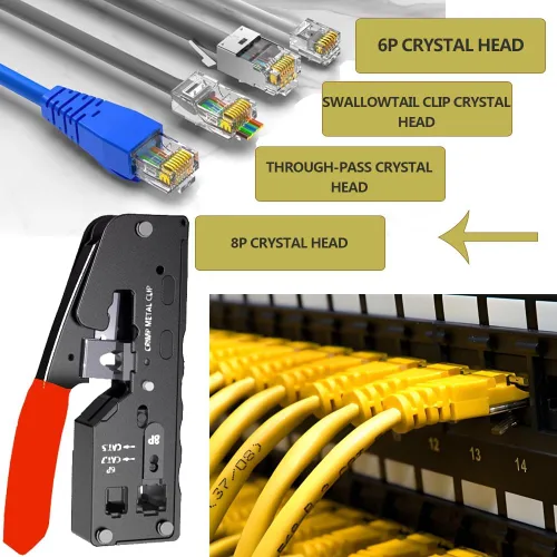 Vista 2 de LEATBUY RJ45 Crimp Network Tool Cat5/Cat5e/Cat6 Crimping Tool Set for RJ11/RJ12 for Regular End-Pass-Through with 50PCS Connectors, Network Tool Set