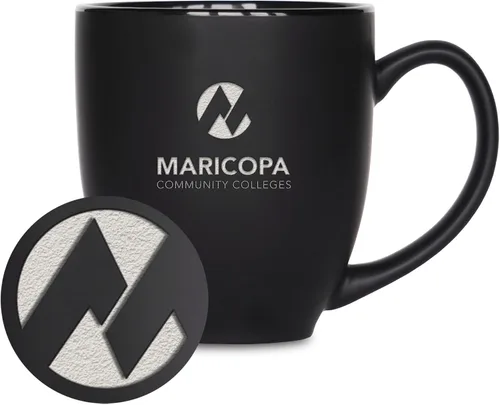 Vista 362 de Rico Industries - Taza de cerámica mate negra con grabado láser estándar de 15oz para NCAA (escuelas T & U) - Para bebidas calientes o frías