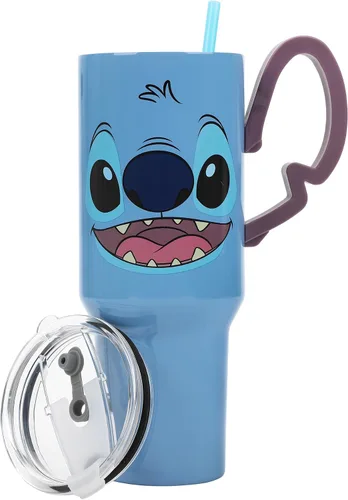 Vista 23 de Bioworld Sesame Street Cookie Monster - Vaso de acero inoxidable azul de 40 onzas con asa