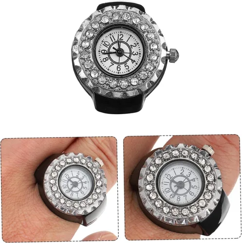 Vista 6 de Abaodam Ring Watch Electronic Finger Watch relojes para Hombre Watch Ring Decorative Mens Diamond Watches Finger