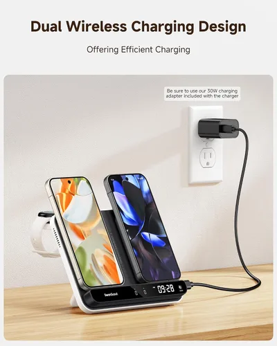 Vista 3 de Estación de carga dual de teléfono, cargador inalámbrico para Google Pixel 9a/9 Pro/9/8 Pro/7 Pro (no para 9 Pro Fold), para Pixel Watch 3/2/Fitbit
