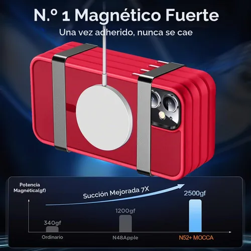 Vista 3 de MOCCA - Funda magnética a prueba de golpes para iPhone 11, color rojo