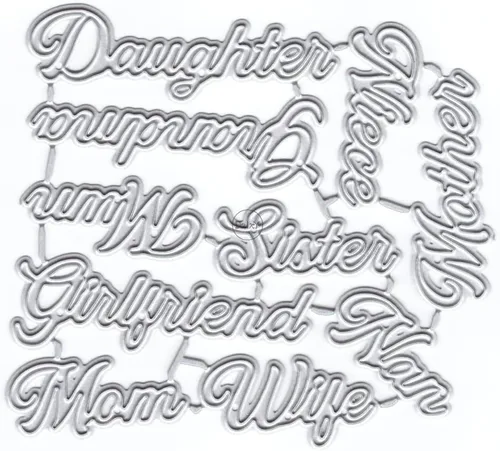 Vista 21 de DzIxY Happy Birthday Abrazos Palabras Troqueles de corte de metal para hacer tarjetas, kit de papel de relieve, troquelados, plantillas de máquina