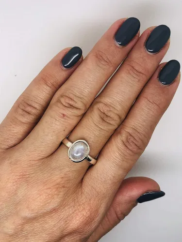 Vista 3 de Anillo de plata de ley 925 con piedra lunar ovalada, estilo bohemio