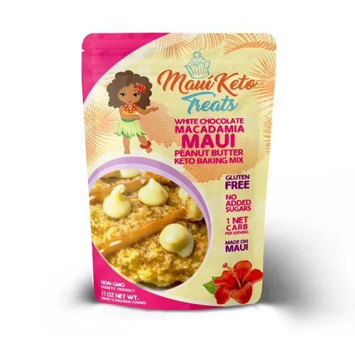 Vista 3 de Maui Keto Treats Mezcla de galletas de crema de mantequilla, sin gluten, baja en carbohidratos, hecha con harina de almendras orgánicas, 12 onzas
