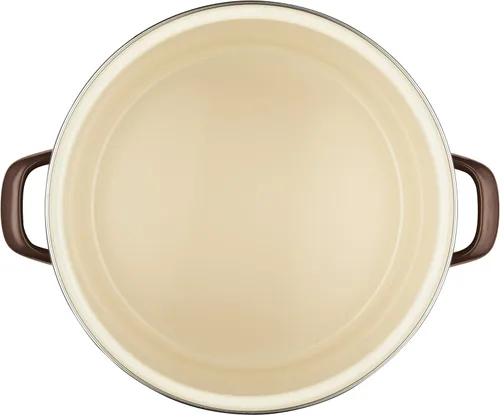 Vista 4 de Ayesha Curry Kitchenware Ayesha Curry - Olla esmaltada de curry en acero con tapa, 12 cuartos de galón, azúcar morena Azúcar Moreno