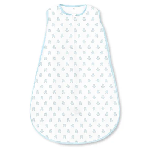Vista 7 de Amazing Baby Saco de dormir de algodón, manta portátil con cremallera de 2 vías, azul pastel + elefantes pequeños grises, pequeño (0-6 meses)