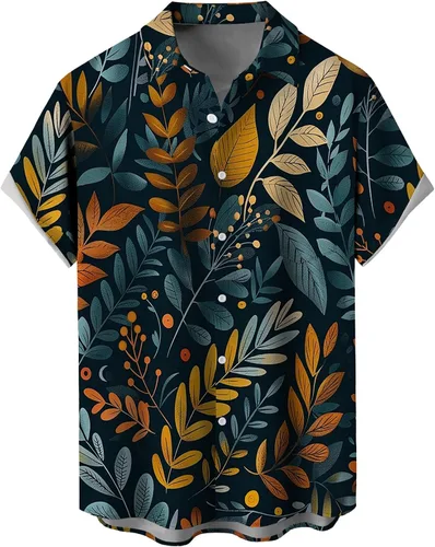 Vista 54 de Camisas tropicales con botones para hombre, camisas hawaianas de manga corta, casuales para vacaciones, camisas de playa holgadas Beige-playa escena