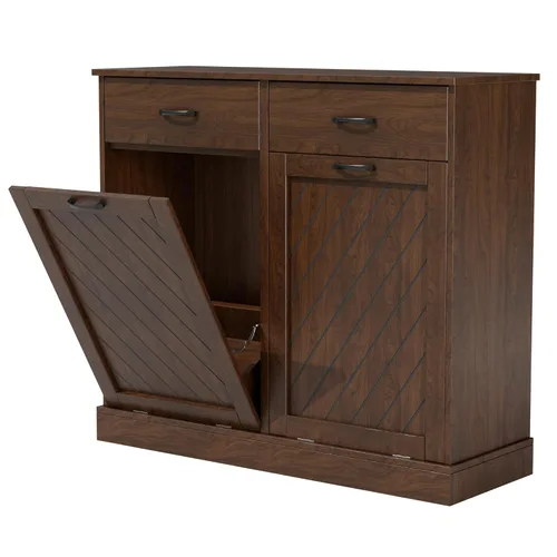 Vista 8 de njnj 2x13 Gallons Double Tilt Out Trash Can Cabinet Brown