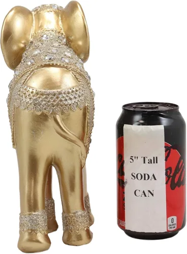 Vista 5 de Ebros Feng Shui - Figura decorativa de oro real con cristales, tronco arriba, estatua de elefante de 8.75 pulgadas de alto, Vastu 3D, zen, símbolo