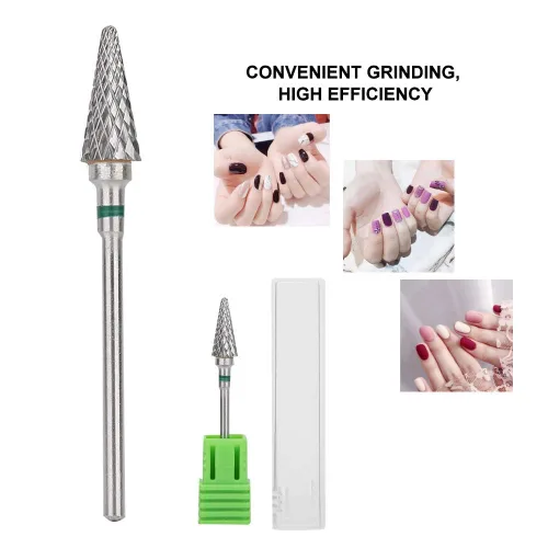 Vista 4 de Pongnas Broca de uñas de acero de tungsteno, brocas de manicura para manicura y pedicura eléctrica, accesorios de cabeza de molienda (verde)
