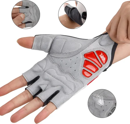 Vista 4 de Kadacha Guantes de ciclismo para hombres y mujeres, guantes de bicicleta de carreteramontaña, antideslizantes, absorbentes, acolchados, guantes