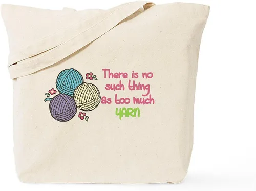 Vista 7 de CafePress Distracted by Yarn - Bolsa de compras de lona beige natural reutilizable