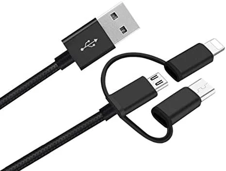 Vista 2 de BoxWave Cable compatible con Elgato Wave3 (Cable por BoxWave) - Cable 3 en 1 AllCharge para Elgato Wave3 - Negro azabache