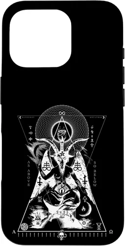 Vista 20 de iPhone 16 BAPHOMET - Como arriba y abajo - Funda de geometría sagrada oculta