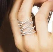 Vista 3 de Anillo triple "X" de plata de ley, Circonita cúbica, Zirconia cúbica