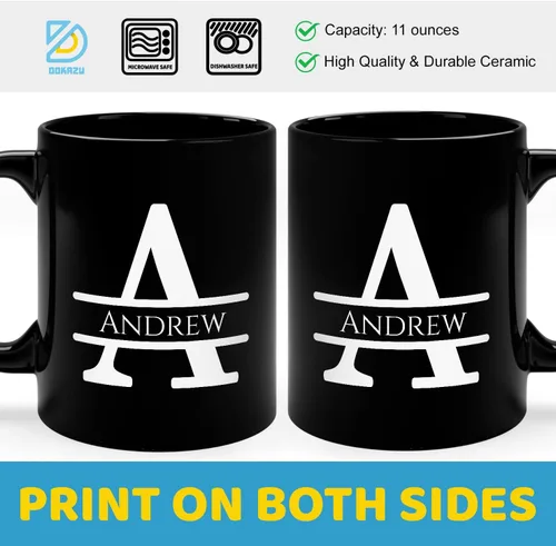 Vista 2 de Taza de café personalizada con monograma, letra inicial A personalizada para mujeres, hombres, niñas, niños, papás, mamás amigos, taza de café