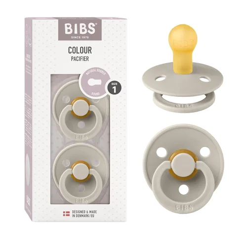 Vista 140 de BIBS - Paquete de 2 chupetes para bebés, goma natural libre de bisfenol A, hechos en Dinamarca, colección Colour, para bebés de 18+ meses, azul bebé
