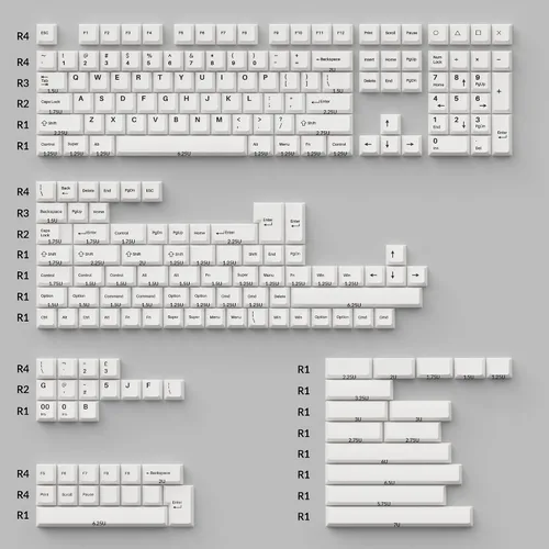 Vista 3 de Keychron Double Shot Cherry PBT Keycap - Juego completo de teclas (219 teclas), negro sobre blanco