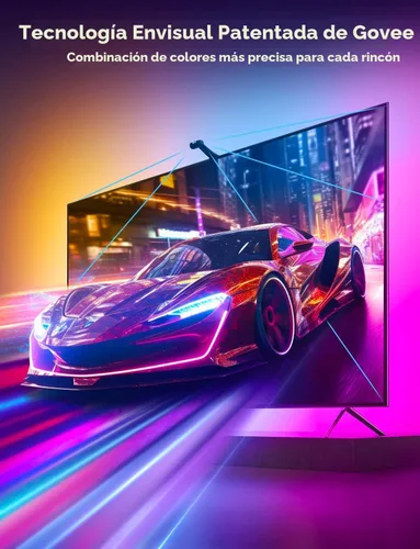 Vista 2 de Govee Envisual - Retroiluminación LED T2 para TV con cámaras duales, tira de luces LED RGBIC Wi-Fi de 11.8 pies para televisores de 55 a 65