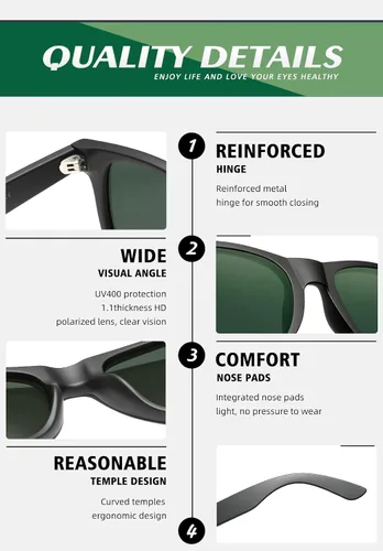 Vista 3 de Carefully Gafas de sol polarizadas retro vintage para hombres y mujeres, diseño clásico, protección UV, paquete de 3 unidades, N1002