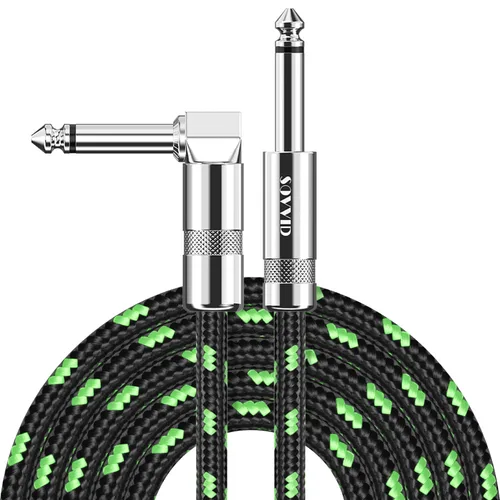 Vista 11 de Cable de Guitarra de 6 Pies Cable de Instrumento para Guitarra Eléctrica y Bajo, Teclado - Cable AMP de Ángulo Recto de 1/4 Pulgada, Negro