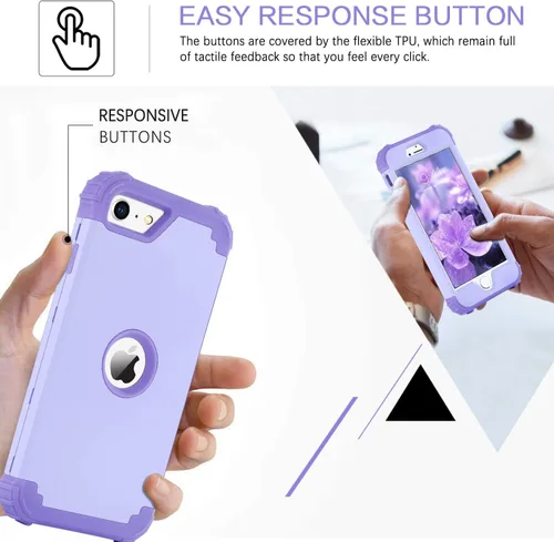 Vista 5 de BENTOBEN Funda para iPhone SE 2022 y iPhone SE 2020, resistente 3 en 1, cuerpo completo, resistente, a prueba de golpes, híbrida de policarbonato