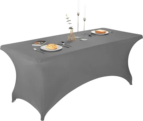 Vista 70 de LZY Cubierta de Mesa Elástica Ajustable de Spandex para Mesa Plegable de 6 pies, 4 pies o 8 pies, Mantel de Cóctel Rectangular, Perfecto para Champn