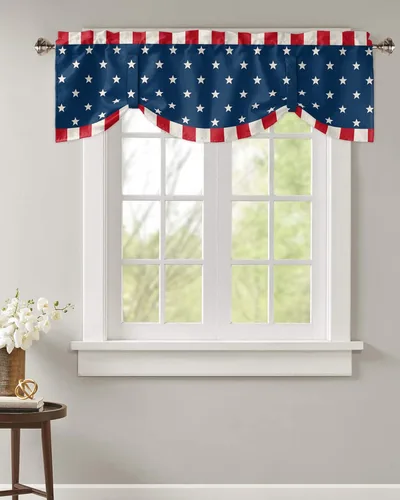 Vista 30 de Cortinas de cocina de Navidad, cenefa semitransparente ajustable con lazo, muñeco de nieve, copo de nieve, bolsillo para barra, tratamiento