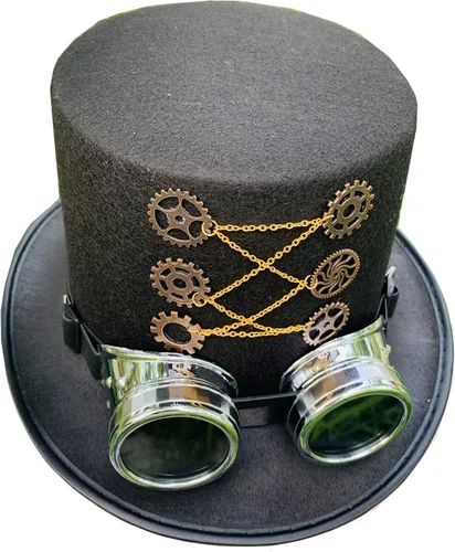 Vista 2 de Gorro Steampunk para hombre para fiesta color negro