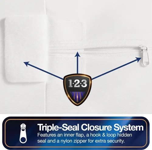 Vista 2 de Protector de colchón todo en uno, funda con cremallera, resistente al agua y a las manchas, protección de triple sellado, RV Short Twin, color blanco