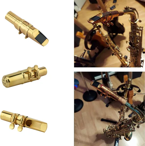 Vista 4 de Boquilla de saxofón alto con tapa y ligaduras, boquillas de saxofón alto Eb de metal de latón para profesionales y principiantes de saxofón