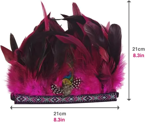 Vista 8 de Diadema de plumas india corona de plumas para carnaval, tocado de Halloween, disfraz de cosplay