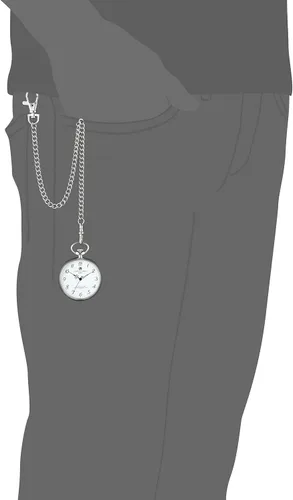 Vista 3 de Charles-Hubert, Paris Reloj de bolsillo de cuarzo de acero inoxidable, plateado, Reloj de cuarzo, cronógrafo, mecánico