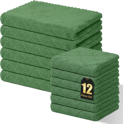 Vista 30 de Homaxy - Paquete de 12 trapos de cocina (13 x 19 pulgadas, marrón), de terciopelo coral supersuaves y absorbentes para lavar platos, paño