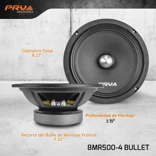 Vista 4 de PRV AUDIO Altavoz de rango medio de 8 pulgadas 8MR500-4, potencia de programa de 500 vatios, 4 ohmios, altavoces de bala de bobina de voz de 1.5
