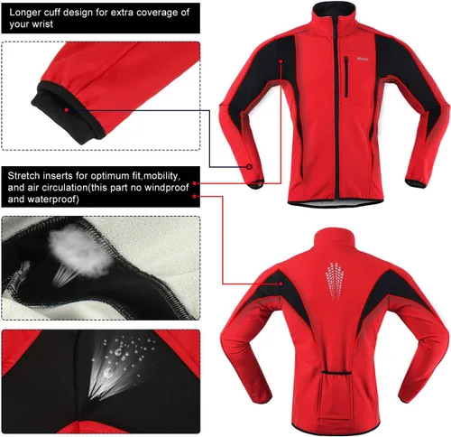 Vista 26 de Chaqueta térmica para ciclismo (tejido Softshell, resistente al viento, impermeable, 15K) de ARSUXEO