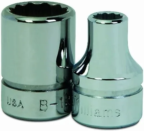 Vista 2 de Williams JHWB-1232 - Zócalo poco profundo de 3/8 pulgadas, SAE de 12 puntos, 1 pulgada, acabado cromado pulido