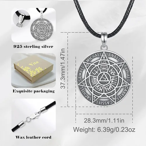 Vista 171 de Vito Collar de plata de ley 925 para mujeres y hombres, San Benito, crucifijo, Caravaca, San Cristóbal, San Judas, medalla patronal, amuleto
