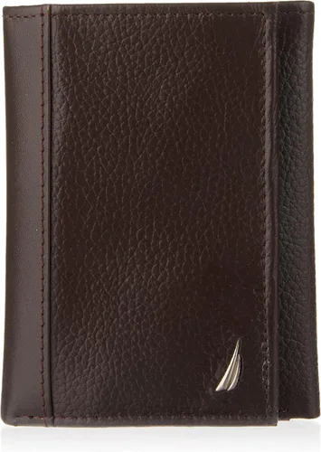 Vista 42 de Nautica Men's Trifold Wallet RFID Blocking Protection ID Window Card Slots Genuine Leather Durable
