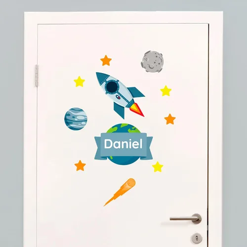 Vista 12 de Calcomanías de puerta personalizadas para habitación de niños, calcomanías de pared con nombre personalizado para decoración de habitación de bebés