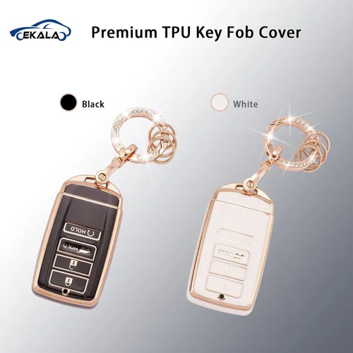 Vista 6 de EKALA Funda para llavero Acura con llavero brillante, 4 botones de TPU suave, compatible con Acura CDX RDX RLX TLX TLX-L ILX NSX (R-ACU-B)