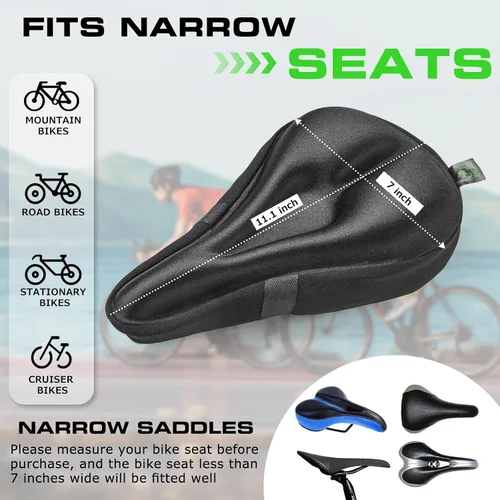 Vista 2 de Zacro Cojín de asiento de bicicleta, funda acolchada de gel para asiento de bicicleta para hombres y mujeres, cómodo, asiento de bicicleta